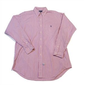 Ralph Lauren Mauve Stripe Cotton Button Down With Pocket Tiny Flaw